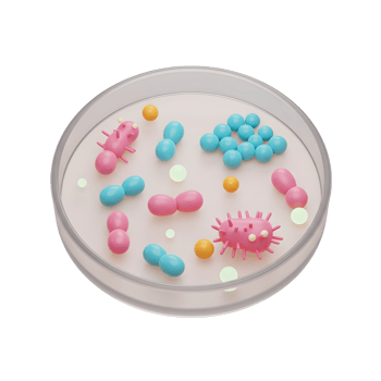 Colorful Bacteria and Viruses in Petri Dish Medical Science Concept png