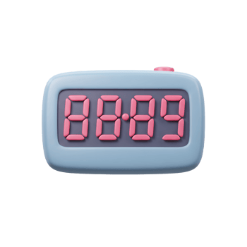 Cute Digital Alarm Clock with Pink Digits on Light Blue Frame png