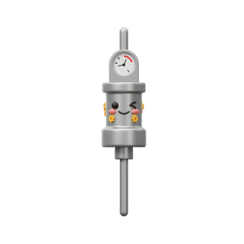 Cute Gauge Character Winking with Gears Cartoon on White Background png