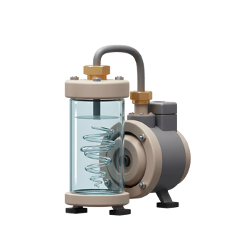 Laboratory Water Pump with Glass Container and Spiral Tube Detail png