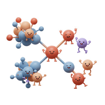 Cute Molecule Characters Celebrating Chemistry and Science on White Background png