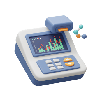 Lab Machine Analyzing Data with Molecule for Science or Research png