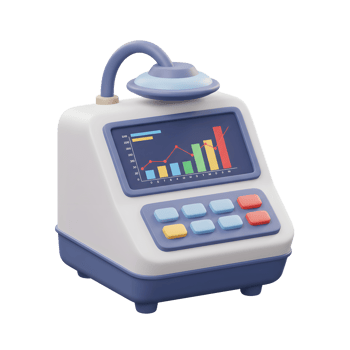 Analyzing Financial Data on Cartoon Machine with Rising Bar Chart png