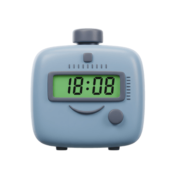 Cartoon Style Digital Clock Showing Time Isolated on White Background png