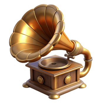 magnificent modern elegant artistic A Steampunk Gramophone Ornate Brass Horn 4K original png