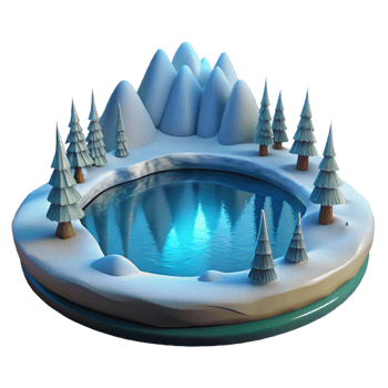 magnificent vintage Frozen Lake Reflection detailed png