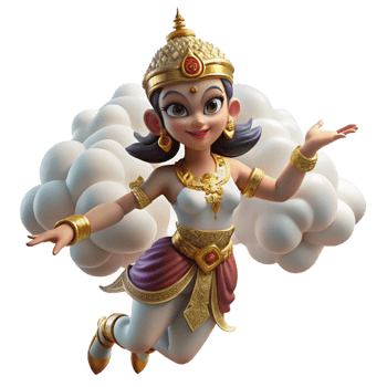 stunning creative Apsara Dancing in Clouds premium png