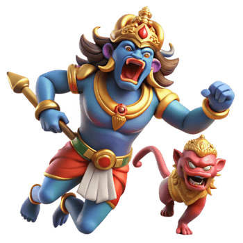 magnificent creative dramatic creative A Fierce Rakshasa Battling a Hero Hindu high quality premium png