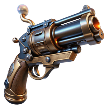 magnificent artistic Sleek Steampunk Pistol Dark Metal Finish original png