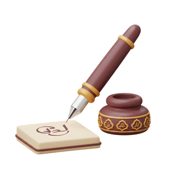 Pen Writing on Paper with Inkwell Illustration on White Background png