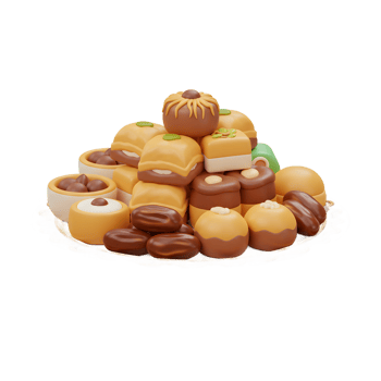 Pile of Middle Eastern Sweets on Plate - Ramadan Celebration Treats png