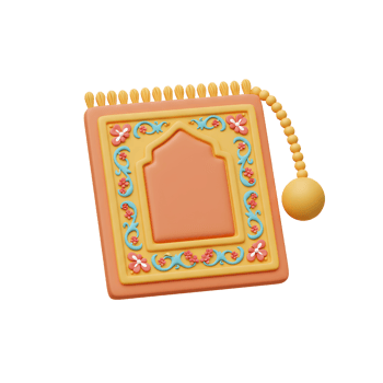 Cartoon Prayer Rug Illustration with Beads, Islamic Culture and Ramadan Theme png