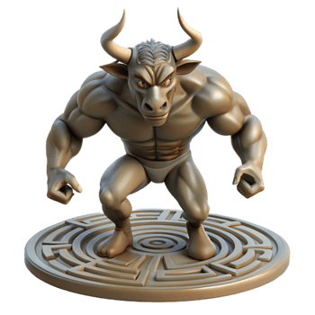 impressive minimalist A Powerful Minotaur Guarding a Labyrinth 4K png