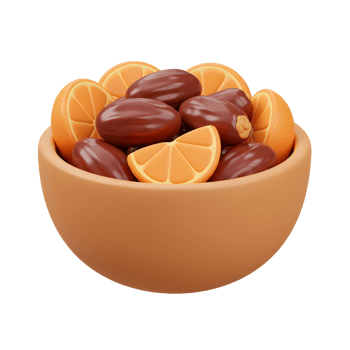 Dates and orange slices in bowl - healthy eating, fresh fruit png