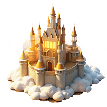 impressive minimalist A Majestic Castle Floating in the Clouds 4K png
