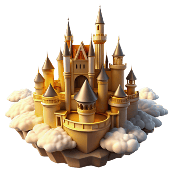 vibrant contemporary A Majestic Castle Floating in the Clouds 4K png