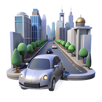 wonderful modern Self-driving Car in City Traffic 4K png