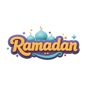 Colorful Ramadan Illustration with Mosque Domes and Festive Decorations for Celebrations png
