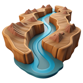 extraordinary modern A Winding River Cutting Through a Canyon 4K png
