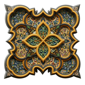 Detailed Ornamental Design Featuring Intricate Floral Motifs and Geometric Patterns png