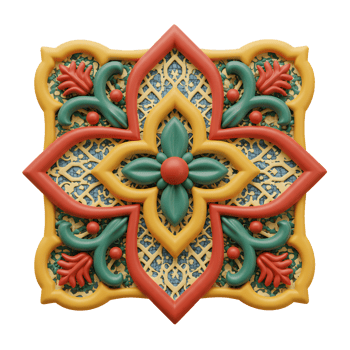Decorative Floral Tile Design with Intricate Details and Warm Color Palette png
