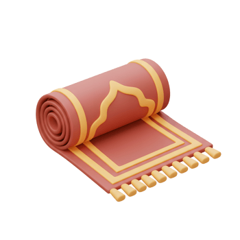 Rolled Prayer Rug with Yellow Accent Design for Islamic Worship png