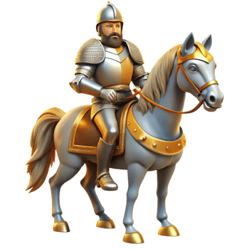 serene traditional A Noble Knight Riding a Majestic Warhorse genuine png