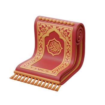 Prayer Rug with Islamic Art Red and Gold Traditional Design png