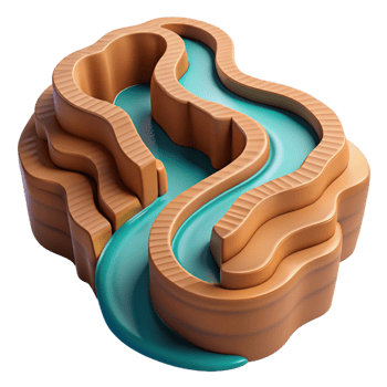 dramatic minimalist A Winding River Cutting Through a Canyon high resolution png