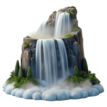 vibrant classic A Cascading Waterfall Mist Rising from T 4K png