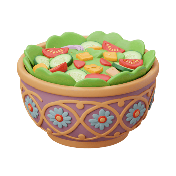 Fresh Garden Salad in Decorative Bowl Close-up Studio Shot png