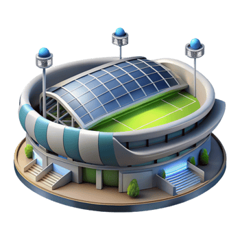 beautiful traditional A Futuristic Sports Stadium with a Retrac high quality png