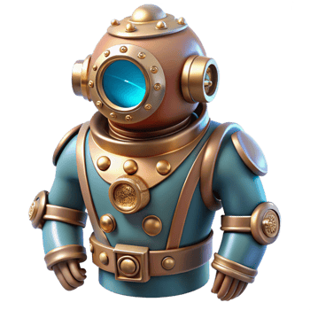 stunning modern serene artistic A Steampunk Diving Suit with Intricate Br original 4K png