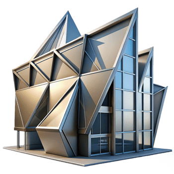 vibrant vintage A Deconstructivist Office Building with S exclusive png