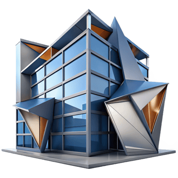 vibrant modern A Deconstructivist Office Building with S authentic png