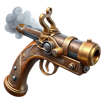 beautiful abstract A Steampunk Pistol with Ornate Engraving premium png