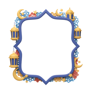 Ramadan Frame with Crescent Moons and Lanterns on White Background png