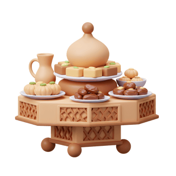 Festive Ramadan Sweets Display with Dates and Pastries Illustration png