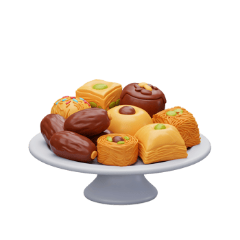 Assorted Middle Eastern Sweets on a Pedestal Ready for Celebration png
