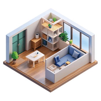 impressive vintage Modern Apartment Isometric Cutaway high quality png