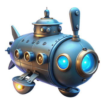 impressive creative A Steampunk Submarine Exploring the Dep original png