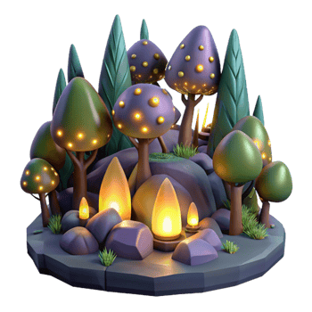 serene modern Fireflies in the Dark Forest authentic png