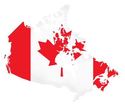 Hand painted Canada map with the Canada flag inside png