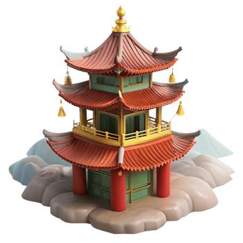 wonderful vintage A Traditional Chinese Pagoda in a Misty Mo exclusive png