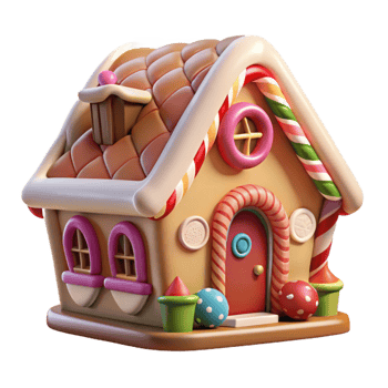wonderful creative Whimsical Gingerbread House Colorful Candy premium png