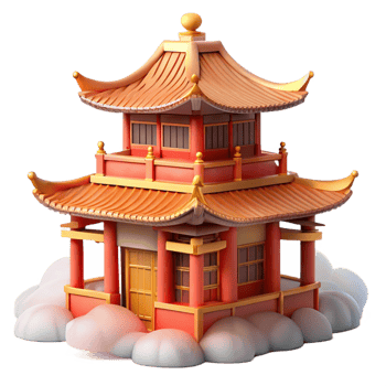 wonderful artistic Traditional Chinese Temple Complex premium png