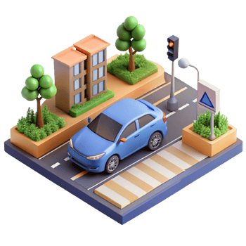 dramatic creative A Self Driving Car Navigating a Busy Inters detailed png