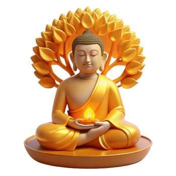 beautiful vintage Serene Buddha Meditating Under Bodhi Tree detailed png