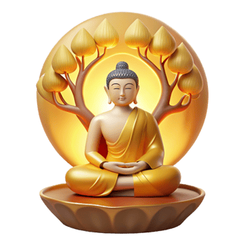 vibrant modern Serene Buddha Meditating Under Bodhi Tree original png