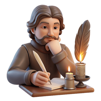 wonderful modern Portrait of a Writer with a Quill and Par premium png